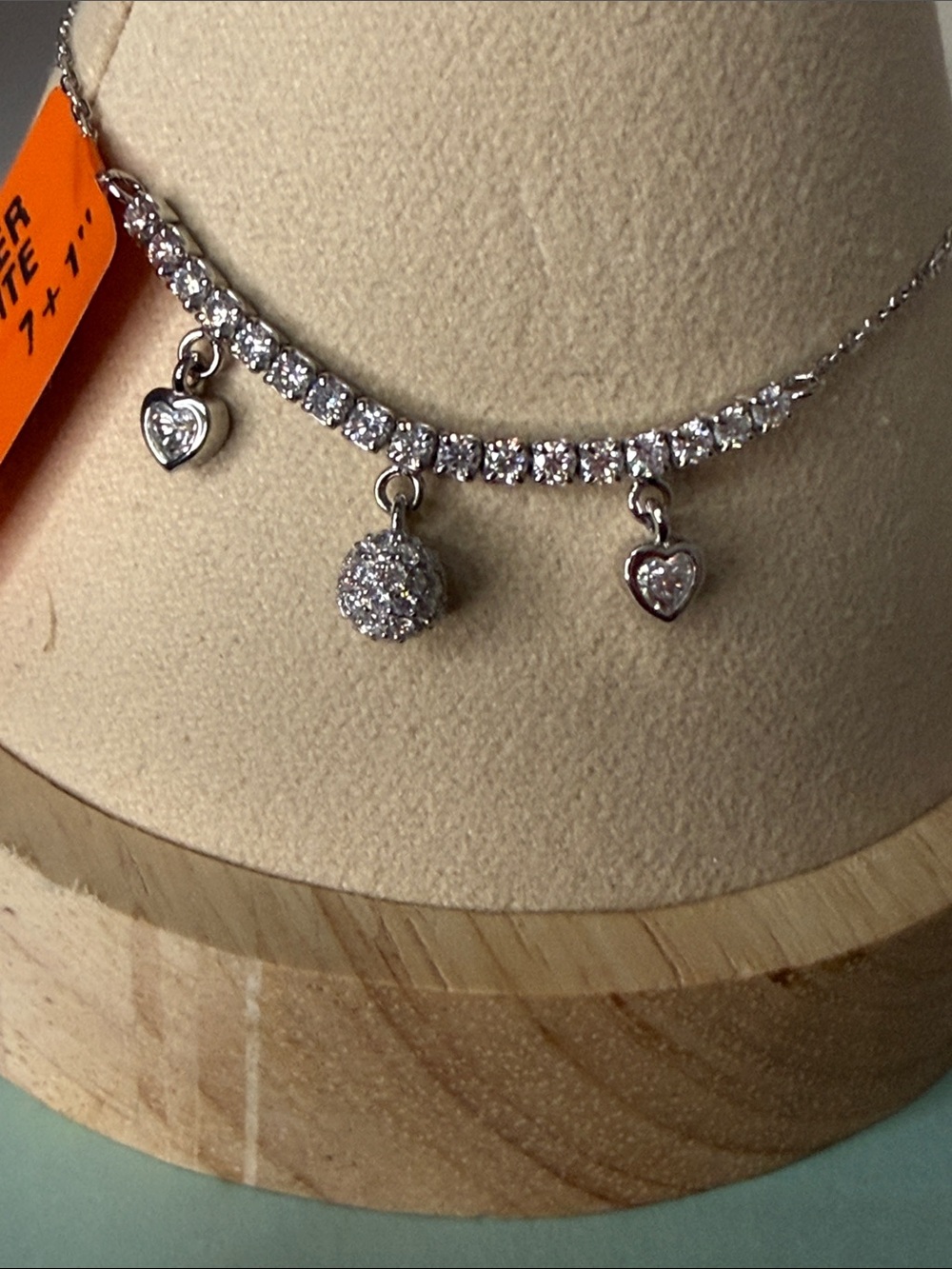 .75 CTW Sterling Silver Moissanite Bracelet - Heart & Pave Drops MSRP $550